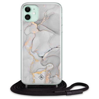 iPhone 11 hoesje met koord - Marmer grijs