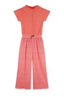 NoNo zomer jumpsuit meisjes - oranje koraal - Daisy AOP, plissee - Sylia