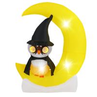 Halloween-Decoratie met LED-Verlichting Opblaasbare Uil op Maan Reuze Opblaasbare Feestdecoratie Haringen en Zandzakken