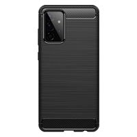 Shop4 - Samsung Galaxy A72 Hoesje - Zachte Back Case Brushed Carbon Zwart - thumbnail