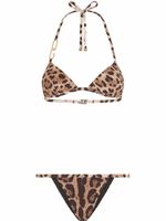 Dolce & Gabbana bikini triangle à imprimé léopard - Marron - thumbnail