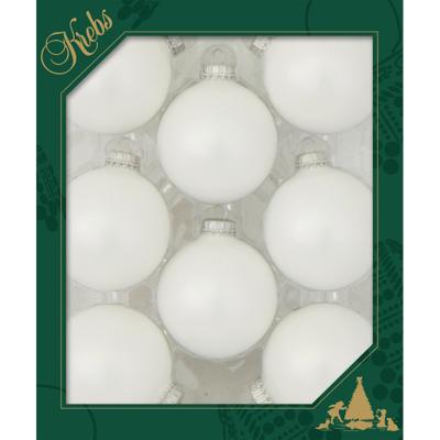 Kerstballen - 8ST - satijn wit - glas - mat - 7 cm - Kerstversiering/kerstdecoratie