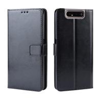 Retro Crazy Horse textuur horizontale Flip lederen case voor Galaxy A80/A90 met houder & kaartsleuven & fotolijstjes (zwart)