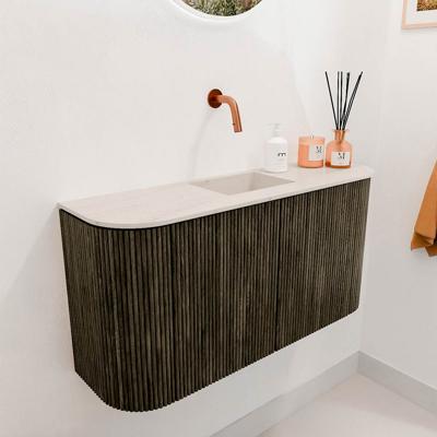 Toiletmeubel Mondiaz Joya Dlux | 83.2 cm | Meubelkleur Shadow | Faye wastafel Meli Wasbak Midden | Zonder kraangat(en)