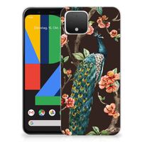 Google Pixel 4 TPU Hoesje Pauw met Bloemen - thumbnail