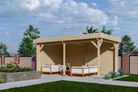 Interflex Paviljoen P3051 520x318 cm 28 mm vuren blank- Plat dak- Onbehandeld vurenhout- Interflex
