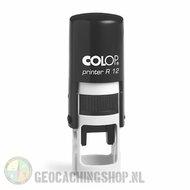 Log stempel - Printer - 12 mm rond - Eigen tekst/logo - met beschermkap Log stempel - Printer - 12 mm rond - Eigen tekst/logo - met beschermkap