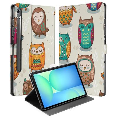 Book Case Hoesje met Standaard Vrolijke Uilen Samsung Galaxy Tab S10 FE | Tab S9 FE