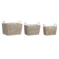 Basket spelset DKD Home Decor Beige Metaal 39 x 29 x 31 cm 3 Onderdelen