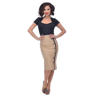 Sarina Button Slit Skirt, Stone-L | 46% korting Sarina Button Slit Skirt, Stone-L | 46% korting