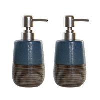 2x stuks zeeppompje/dispenser polystone marine blauw 16 cm - thumbnail