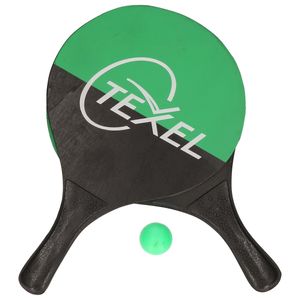 Houten beachball set groen/zwart