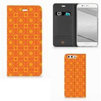 Huawei P10 Plus Hoesje met Magneet Batik Oranje - thumbnail