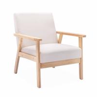 sweeek - Houten fauteuil met stoffen zitting