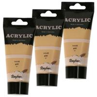 Acrylverf/hobbyverf op waterbasis - 3x - goud - 75 ml - Schilderen/knutselen