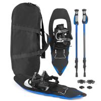 25“ Sneeuwschoenen met Wandelstokken Lichte Sneeuwschoenset van Aluminium met Draaistang & Draagtas Blauw