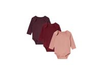 lupilu 3 baby rompers (62/68, bordeaux/roze)