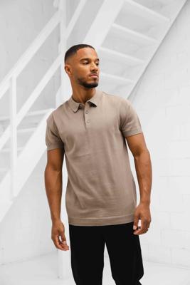 Pure Path Essential Knitwear Polo Heren Bruin - Maat S - Kleur: Bruin | Soccerfanshop