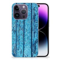 Apple iPhone 14 Pro Bumper Hoesje Wood Blue