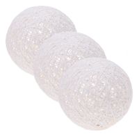 Set van 3x stuks verlichte decoratie bollen wit glitter 20 cm met 20 warm witte lampjes