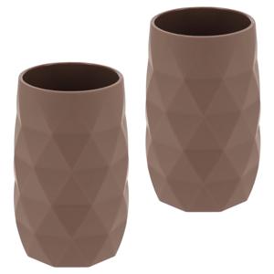 Badkamer Tandenborstelbeker Diamond - 2x - bruin - kunststof - 6 x 12 cm