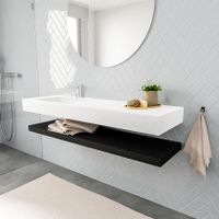 Mondiaz Alan badmeubel 150 cm solid suface planchet urban vrijhangend wastafel links 1 kraangat wit
