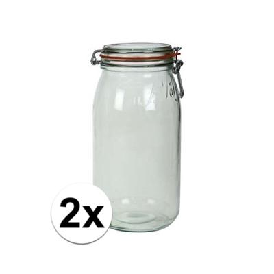 Voorraad/weckpot - 2x stuks - transparant - glas - 28 x 13 cm - 3 L - Le Parfait Voorraad/weckpot - 2x stuks - transparant - glas - 28 x 13 cm - 3 L - Le Parfait