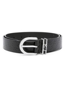 Calvin Klein ceinture en cuir à logo embossé - Noir