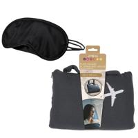 Reisdeken met slaapmasker - zwart - fleece plaid - slaapmaskers