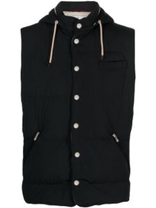 Brunello Cucinelli gilet matelassé à capuche - Noir