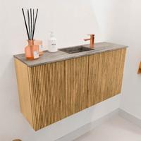 Toiletmeubel Mondiaz Joya Dlux | 80 cm | Meubelkleur Oak | Faye wastafel Oza Wasbak Midden | 1 kraangat