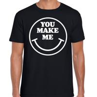 Verkleed T-shirt voor heren - you make me - smiley - zwart - carnaval - foute party - feestkleding