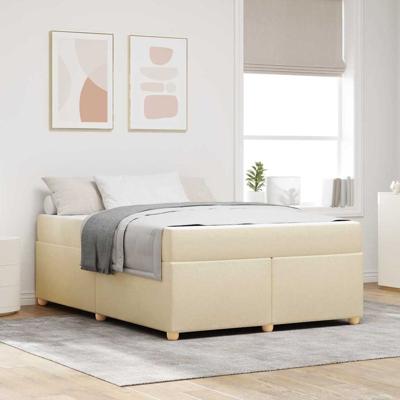 Bedframe met matras Crème 160 x 200 cm Stof