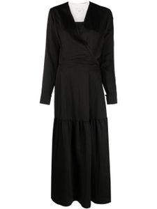 Alysi robe longue à design cache-cœur - Noir