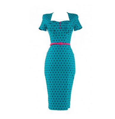 Charlotte Pencil Dress Jade and Black Polka Dots-XXXL | 58% korting Charlotte Pencil Dress Jade and Black Polka Dots-XXXL | 58% korting
