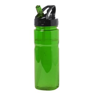 Kunststof waterfles/drinkfles/sportfles - groen transparant - met drinktuit - 650 ml