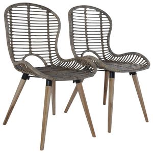 The Living Store Rattan Eetkamerstoelen - 48 x 64 x 85 cm - Vintage Stijl