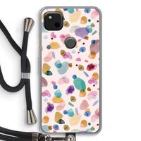 Terrazzo Memphis Pink: Pixel 4a Transparant Hoesje met koord