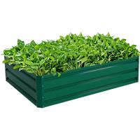 Hoge Bed Staal Rechthoekige Plantenbak Verhoogd Tuinbed Vroegbed voor Groenten Bloemen Kruiden Groen 120 x 90 x 30,5 cm