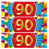 90 jaar leeftijd sticker - 10x - 19 x 6 cm - 90 jaar verjaardag - jubileum - versiering