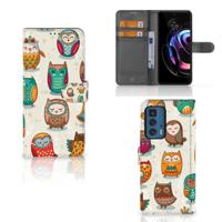 Motorola Edge 20 Pro | Telefoonhoesje | Met pasjeshouder | Vrolijke Uilen