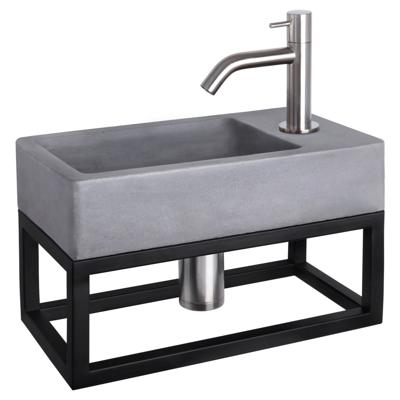 Differnz Force fonteinset beton donkergrijs - kraan gebogen - met handdoekrek - 40 x 22 x 9 cm - mat chroom