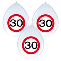 Ballonnen 30 jaar - 24x - stopbord - wit - 30 cm