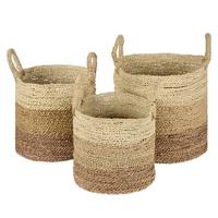 Mand (set Van 3) Timor Hout - Naturel Natuurlijk Materiaal