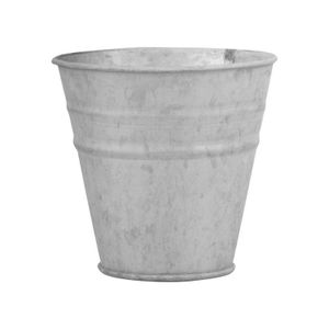 Oud zinken emmertje/bloempot zilver 13 cm   -