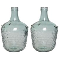 2x stuks fles vaas/bloemenvaas recycled glas lichtblauw 20 x 30 cm