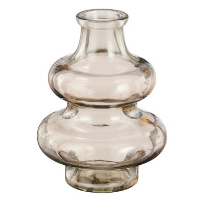 Bloemenvaas Sira - transparant glas - beige - D12 x H16 cm - vaas - sierlijk model