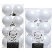 Kerstversiering kunststof kerstballen winter wit 4-6 cm pakket van 40x stuks