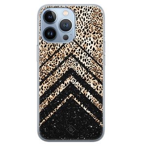 iPhone 13 Pro siliconen hoesje - Chevron luipaard
