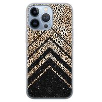 iPhone 13 Pro siliconen hoesje - Chevron luipaard - thumbnail